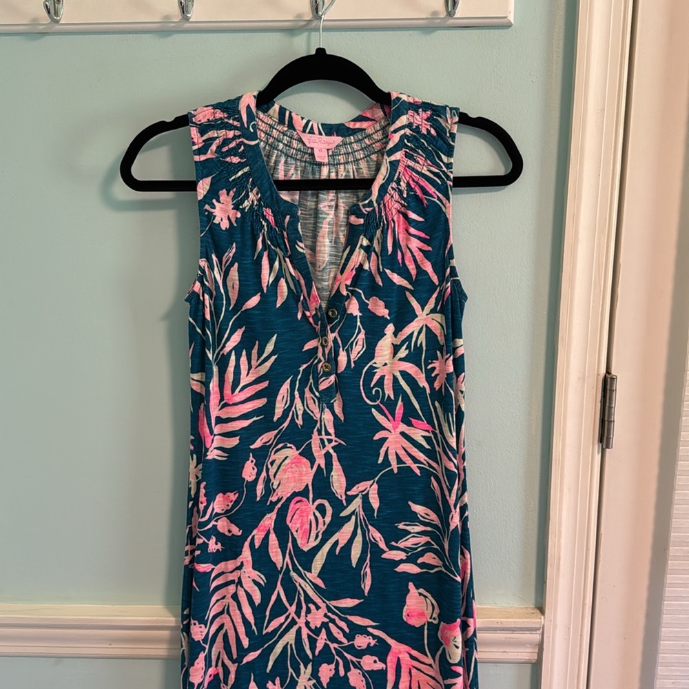 Lilly Pulitzer Teal and Pink Maxi Dress